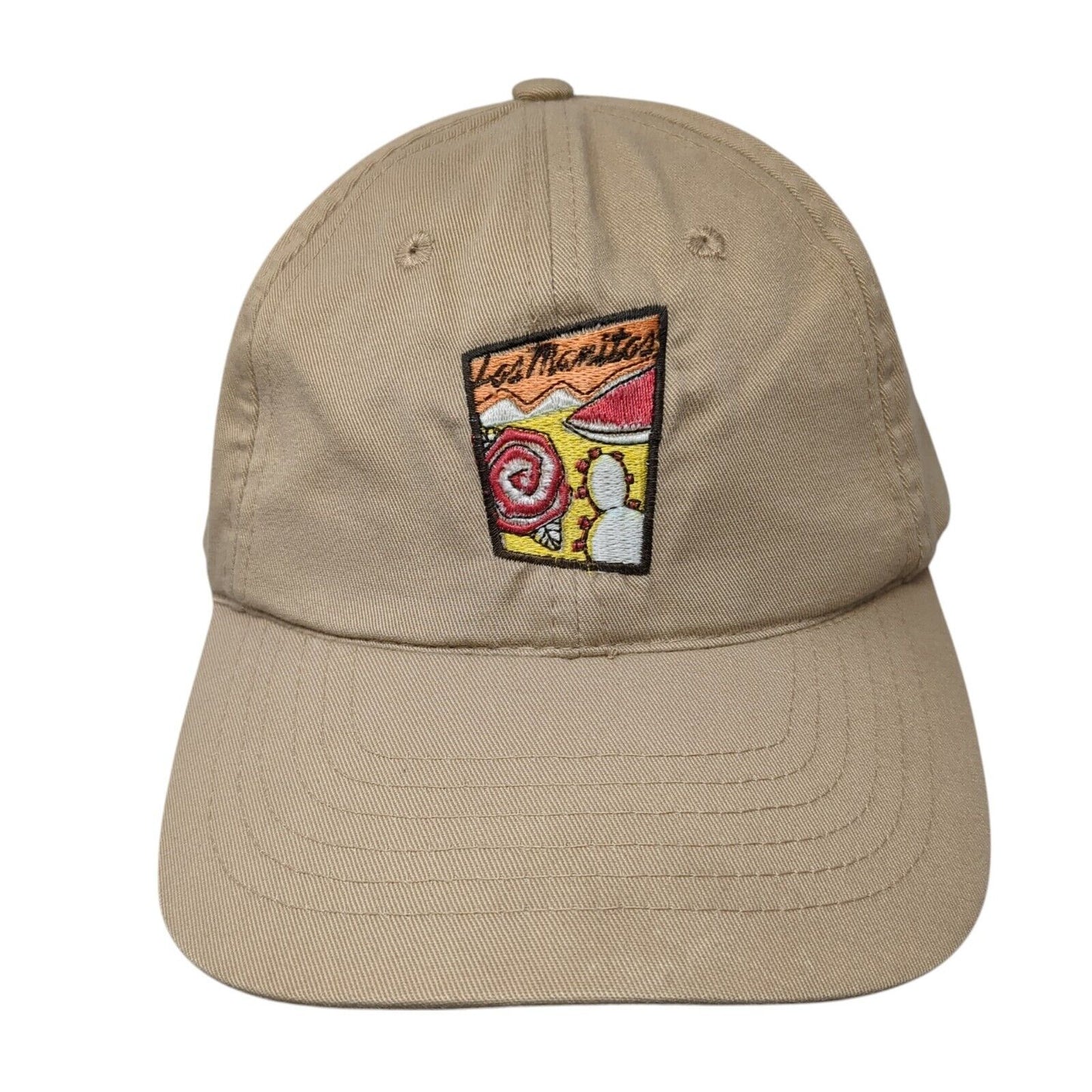 Las Manitas Austin TX Slideback Hat Tan One Size Adjustable Embroidered