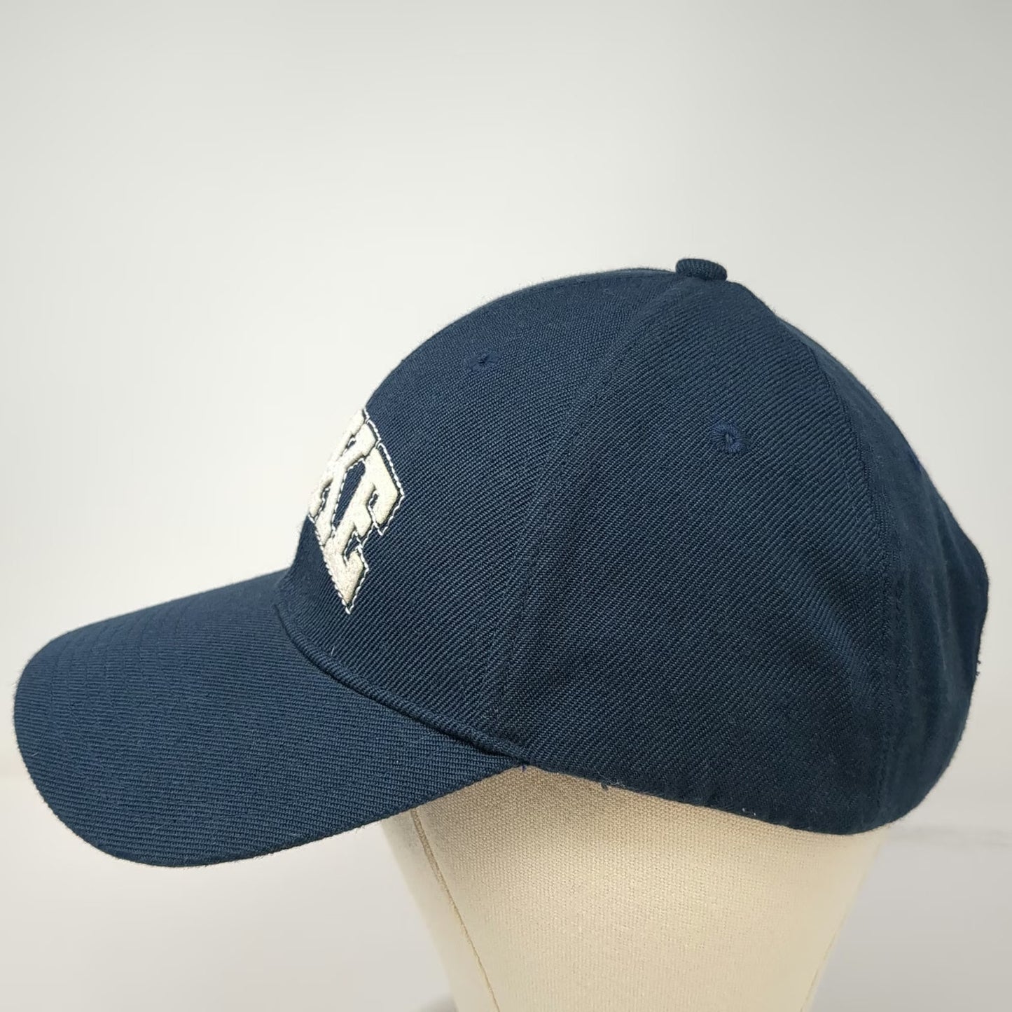 Nike Baseball Cap Blue Slideback Wool Blend Embroidered Logo Hat Swoosh Gray Tag