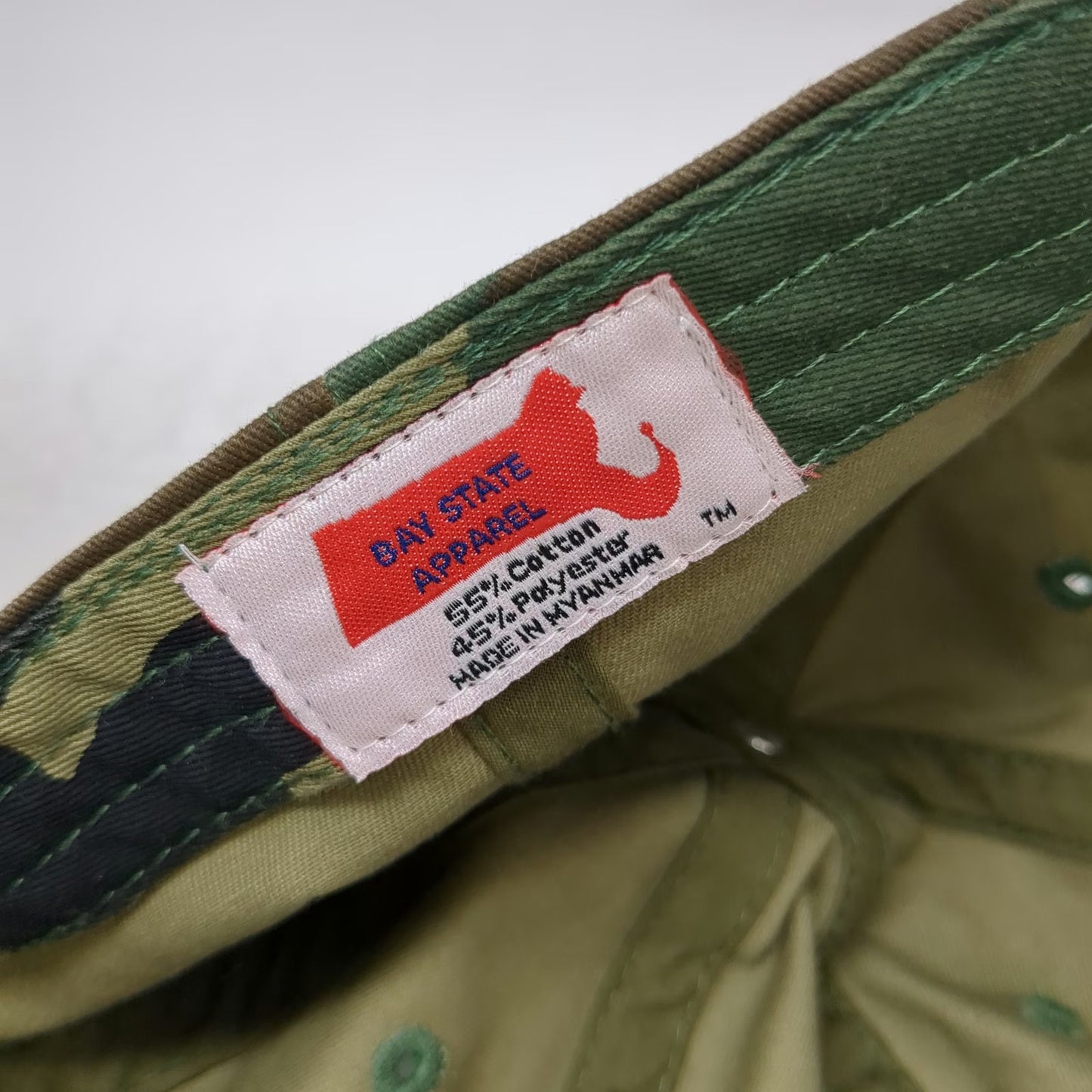 Bay State Apparel Boston Baseball Cap Green Camo American Flag One Size Hat