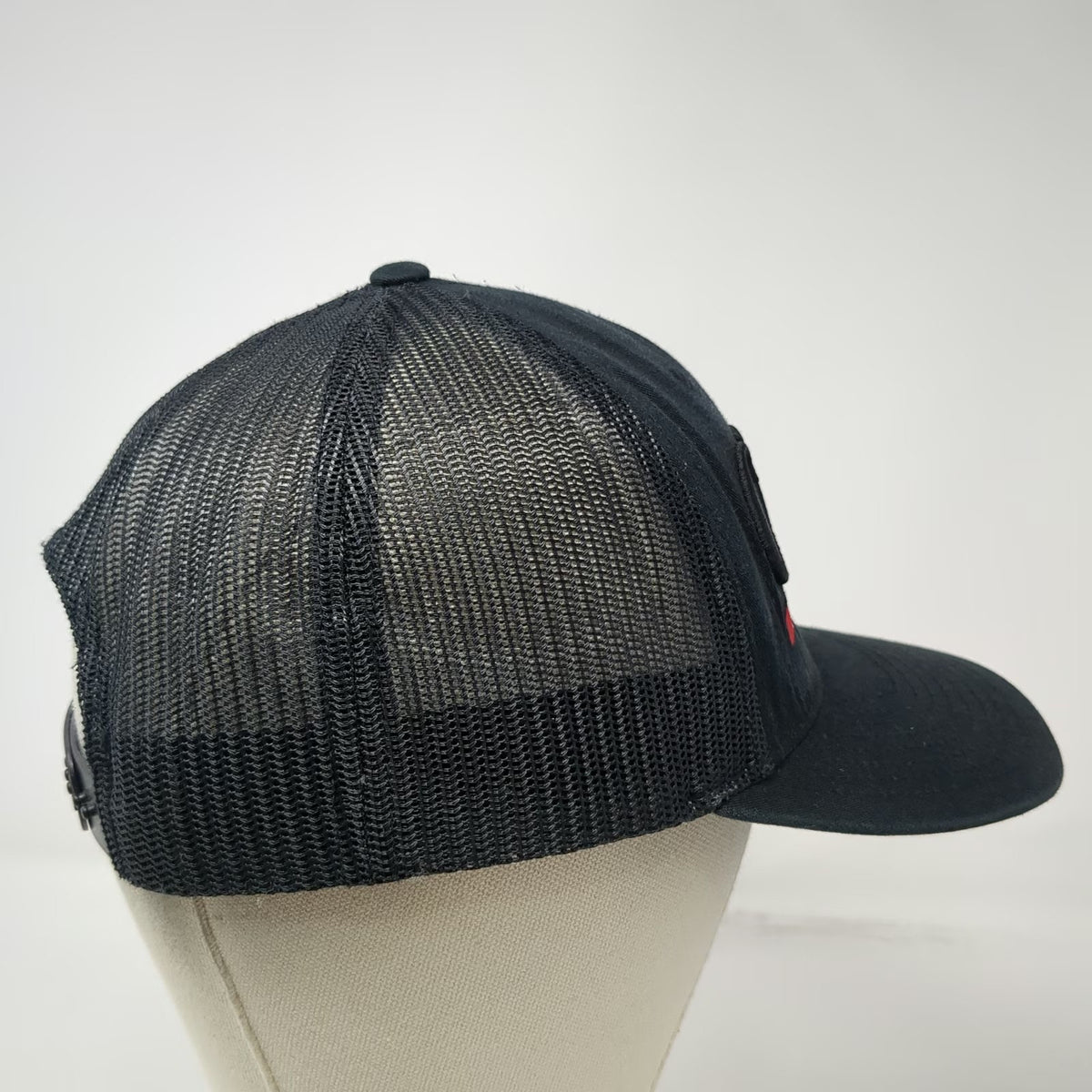 Richardson Trucker Hat Black One Size Classic Logo Mesh Back Snapback Cap