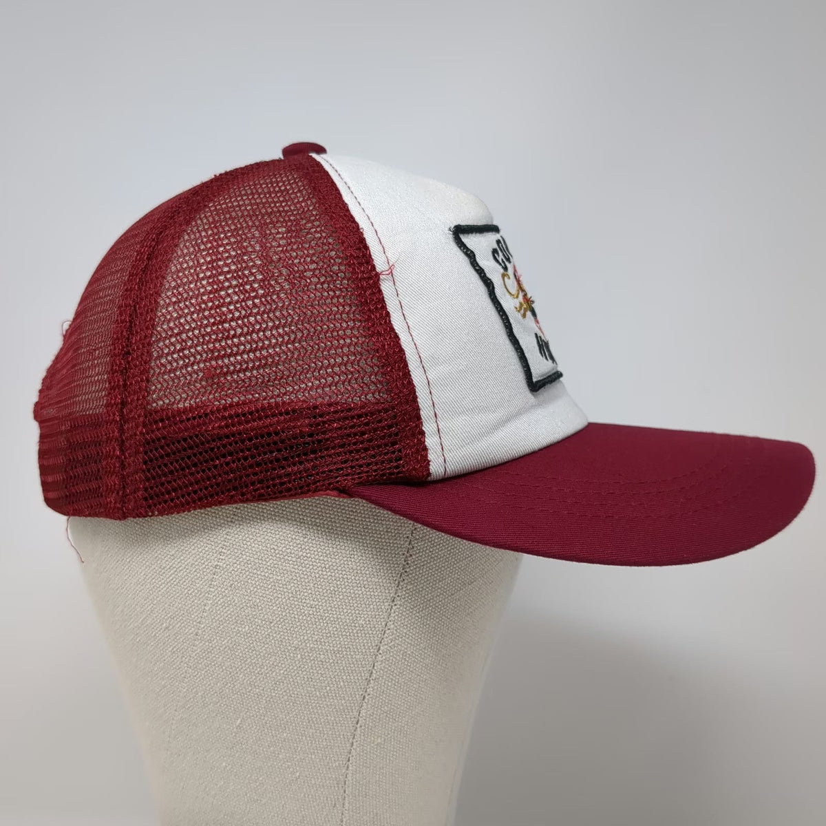SPIRI! Trucker Hat Red White One Size Cougar Hunter Graphic Patch Mesh Snapback