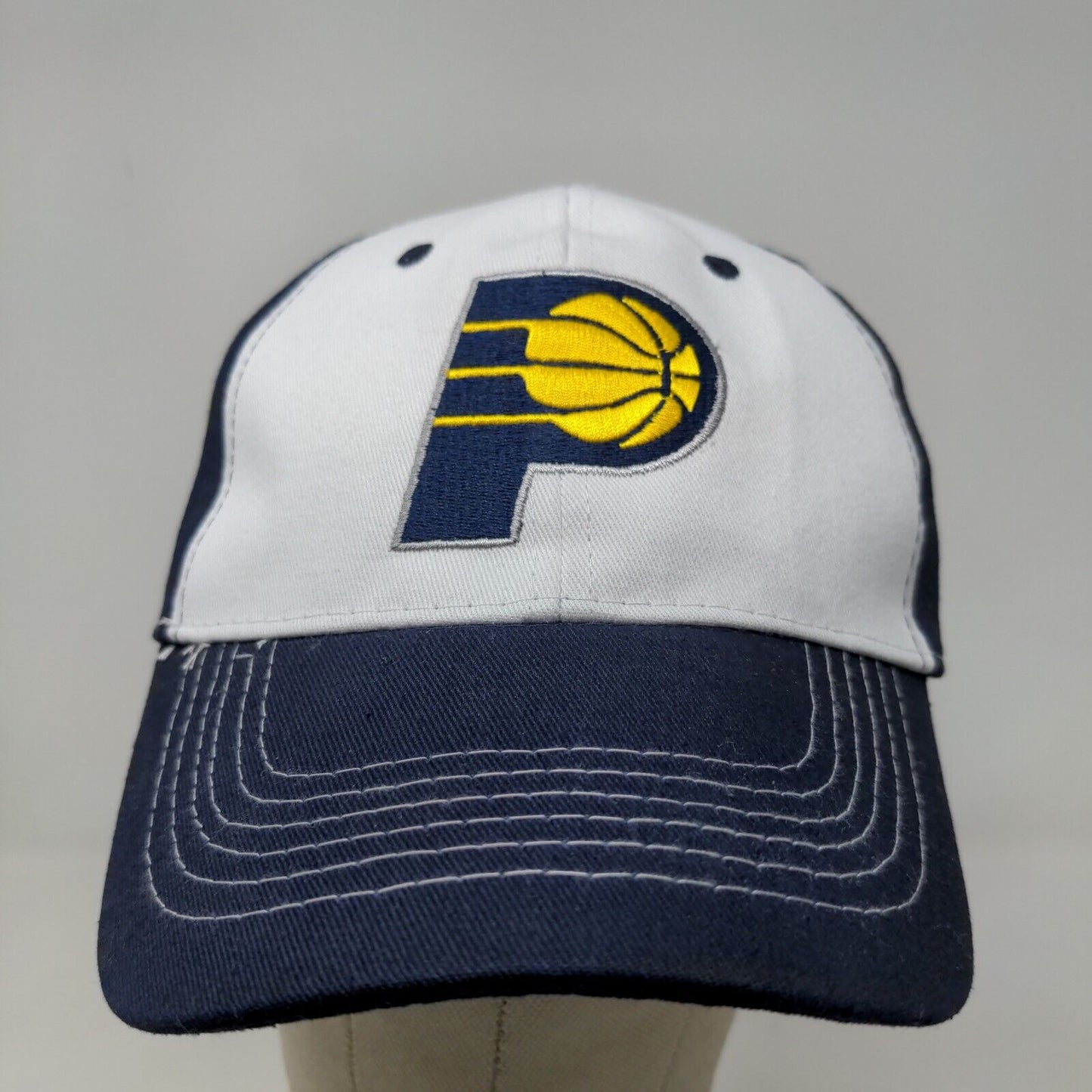 Main Gate Men's Strapback Hat Blue White Embroidered Indiana Pacers Logo Cotton