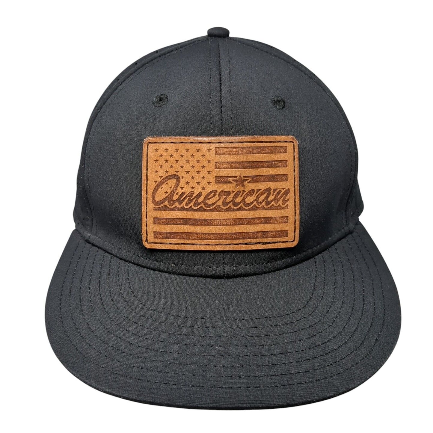 American Flag Snapback Hat Black OS Adjustable Leather Patch Patriotic The Game