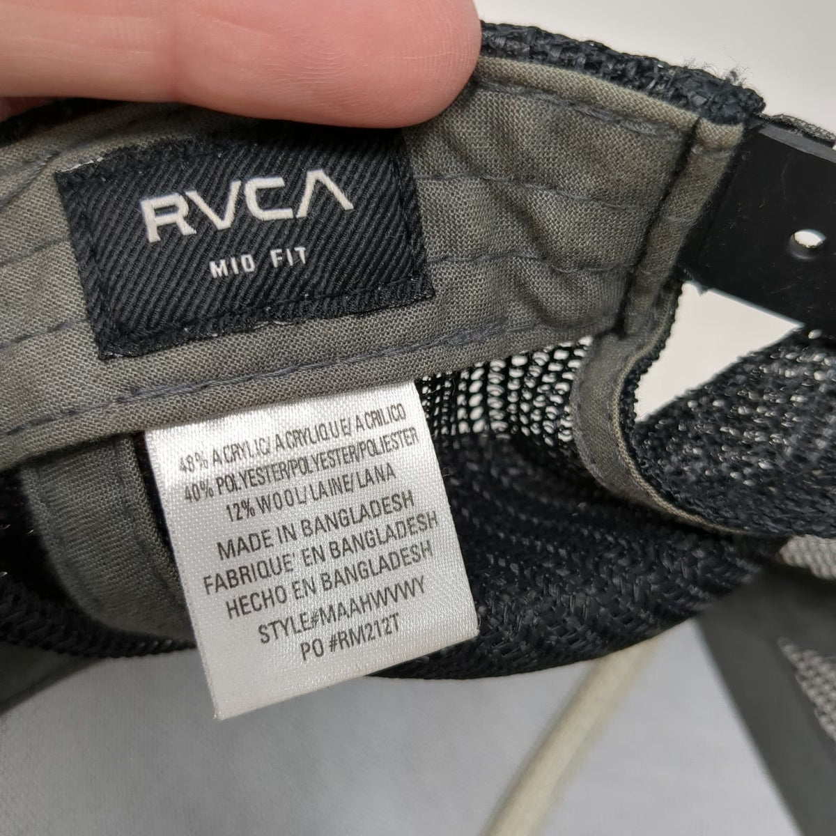 RVCA Trucker Hat Gray One Size Mesh Back Flat Brim Logo Graphic Snapback Square