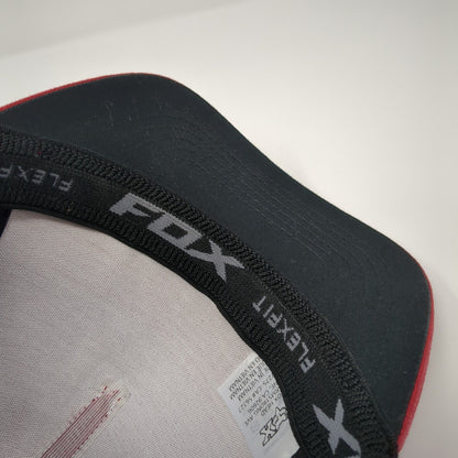 Fox Fitted Mesh Back Trucker Hat Red L/XL Stretch Flexfit Colorblock