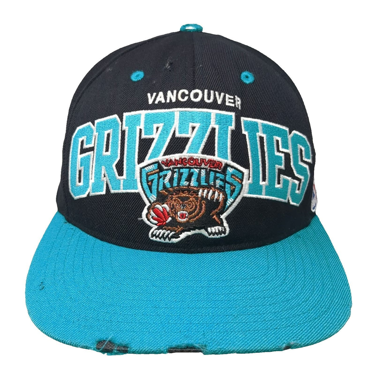 Mitchell & Ness Vancouver Grizzlies NBA Snapback Hat Black Blue One Size Wool Flat
