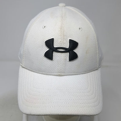 Under Armour Baseball Cap White XL Fitted Logo Polyester Mesh Breathable Hat