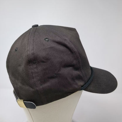 Paramount 5 Panel Black One Size Litho Printing Rope Hat Strapback Made in USA
