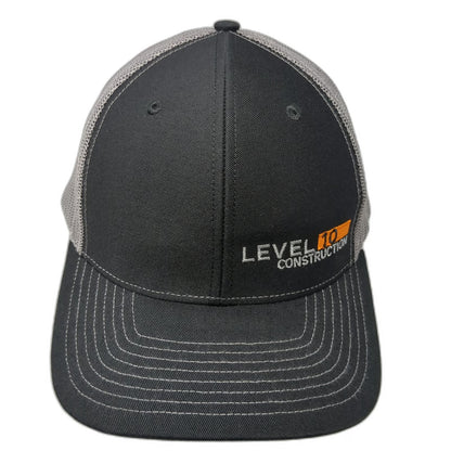 Richardson Trucker Hat Black Gray One Size Mesh Snapback Level 10 Construction