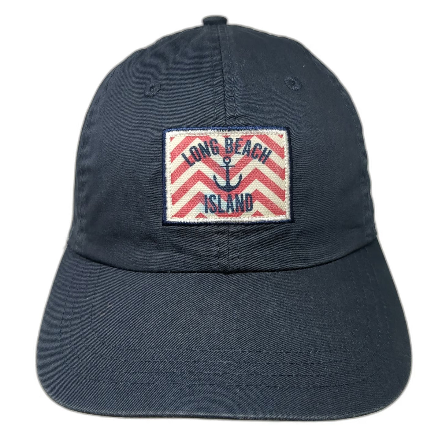 Ahead Baseball Cap Blue Red White One Size Anchor Patch Chevron Strapback Hat