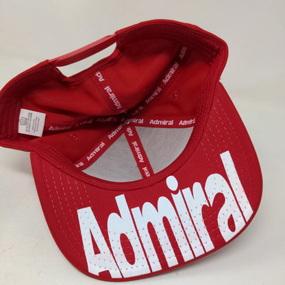 Admiral Men's Snapback Hat Red Size 7 1/4 W/Sticker Polyester Cotton Blend