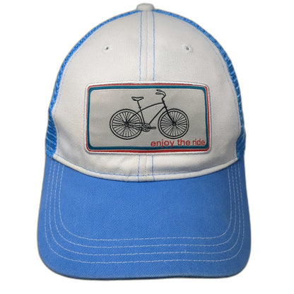 The Spindle Trucker Hat Blue One Size Snapback Enjoy Ride Bicycle Mesh Patch