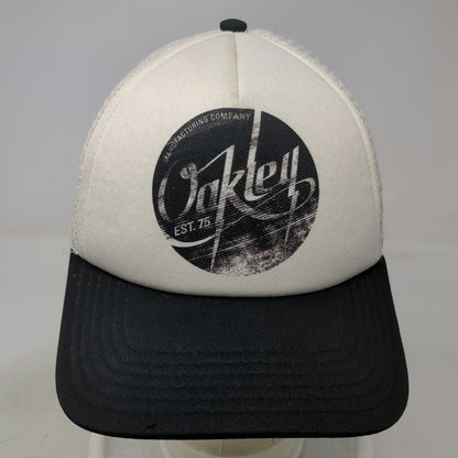 Oakley Trucker Hat White Black One Size Mesh Back Snapback Logo Graphic Hat