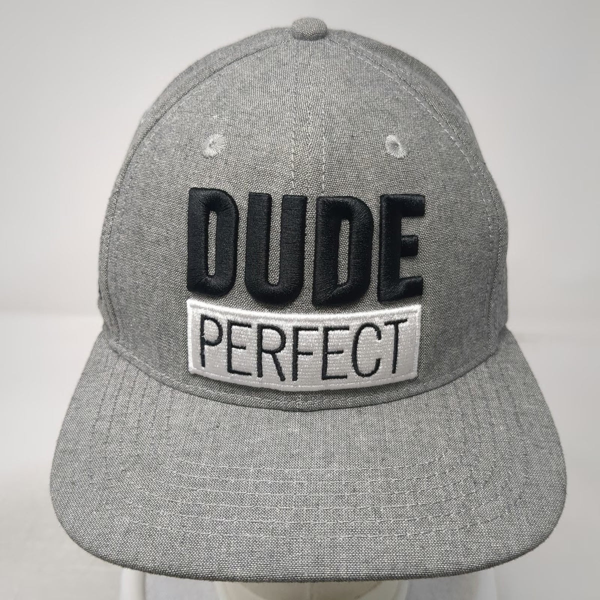 Dude Perfect Snapback Hat Gray Black White One Size 2021 Tour Logo Underbrim
