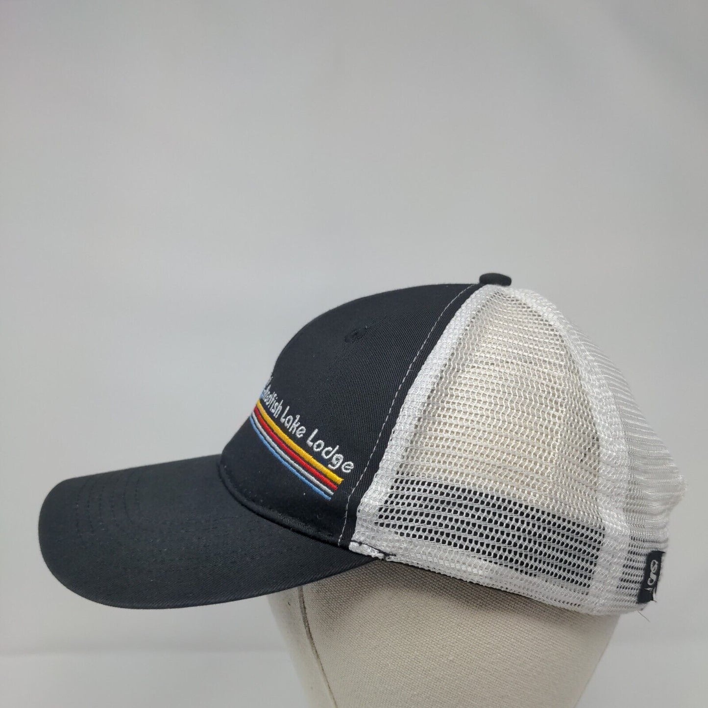 Redfish Lake Lodge Snapback Trucker Hat Black One Size Mesh Back Gear For Sports