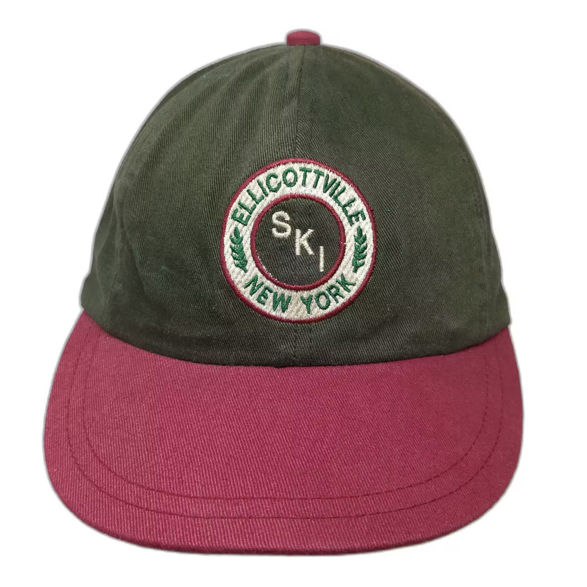 Second Skin Ellicottville Ski New York Cotton Cap Green Red OS Hat Union Made