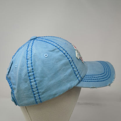 Robin Ruth Baseball Cap Blue One Size Texas Floral Embroidered Distressed Hat