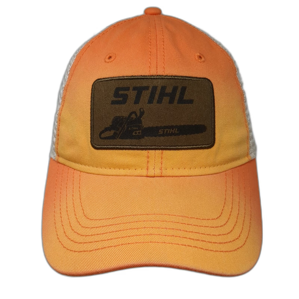 Stihl Trucker Hat Orange One Size Chainsaw Logo Patch Mesh Back Snapback Outdoor