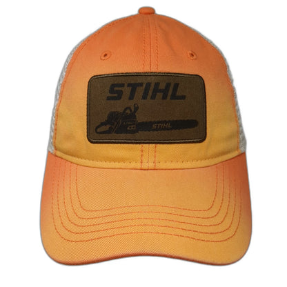 Stihl Trucker Hat Orange One Size Chainsaw Logo Patch Mesh Back Snapback Outdoor