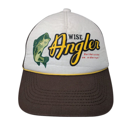 Wise Angler Snapback Rope Trucker Hat Brown OSFM Mesh Back Colorblock
