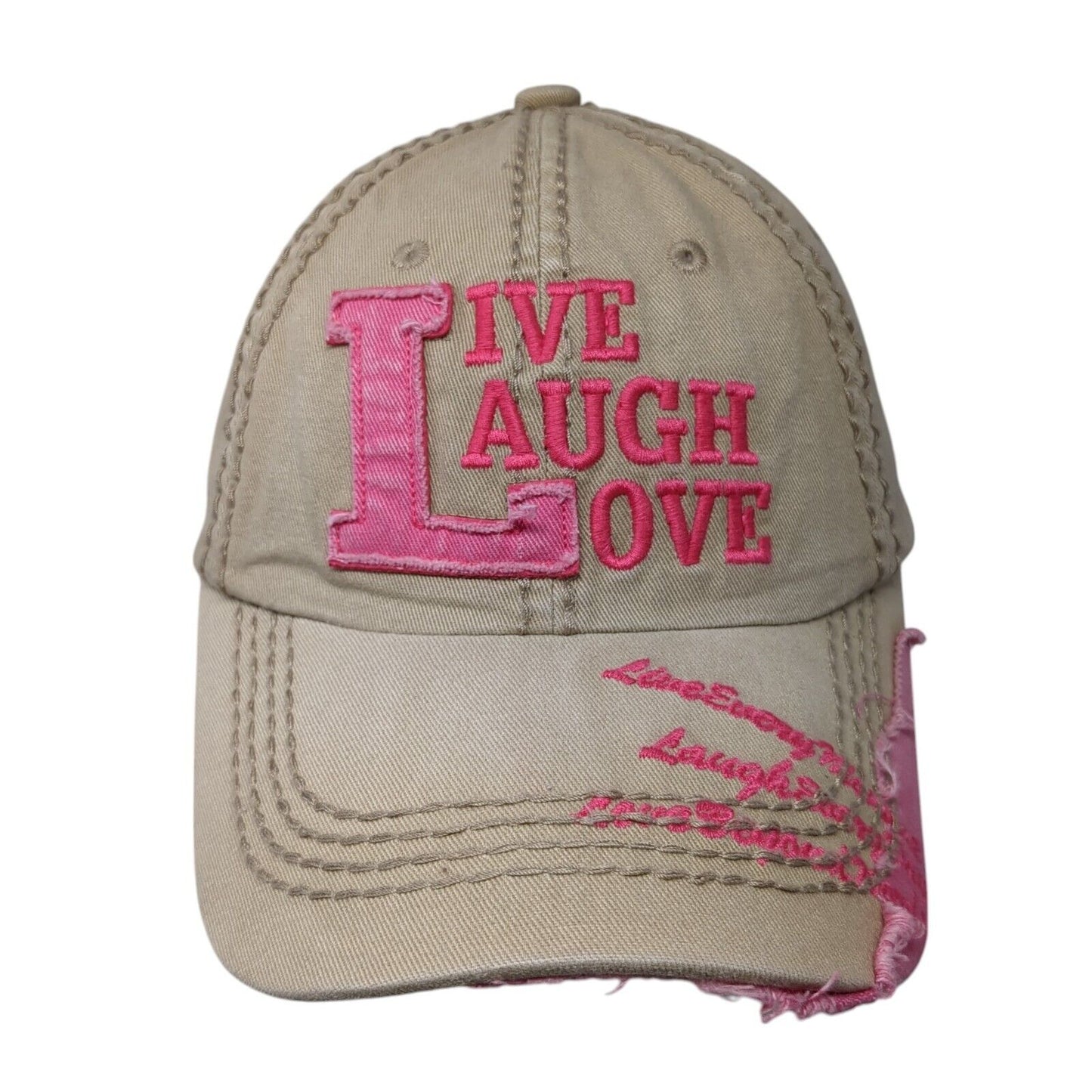 Live Laugh Love Slideback Hat Tan One Size Adjustable KB ETHOS 6 Panel