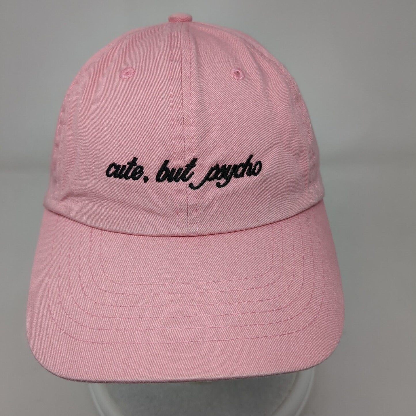 Cute by Psycho Slideback Hat Pink OS Adjustable Embroidered David And Young