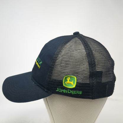 John Deere Trucker Hat Black One Size Stotz Equipment Embroidered Mesh Snapback