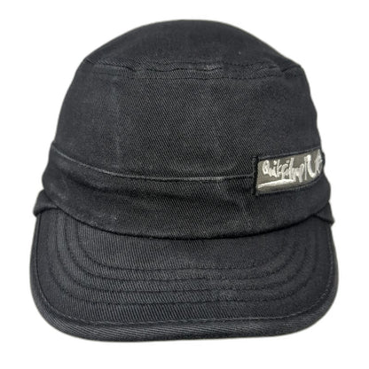 Quiksilver Army Cap Black One Size Hat Side Logo Patch Flat Brim Cotton Twill