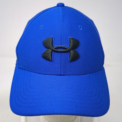 Under Armour Baseball Cap Blue M Fitted Logo Stretch Fit Blitzing Athletic Hat