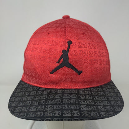 Nike Air Jordan Boy's Fitted Hat Red Embroidered 23 Jumpman Logo All Over Print