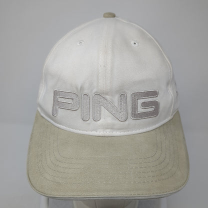 PING Slideback Hat White One Size Adjustable Colorblock Outdoor 6 Panel