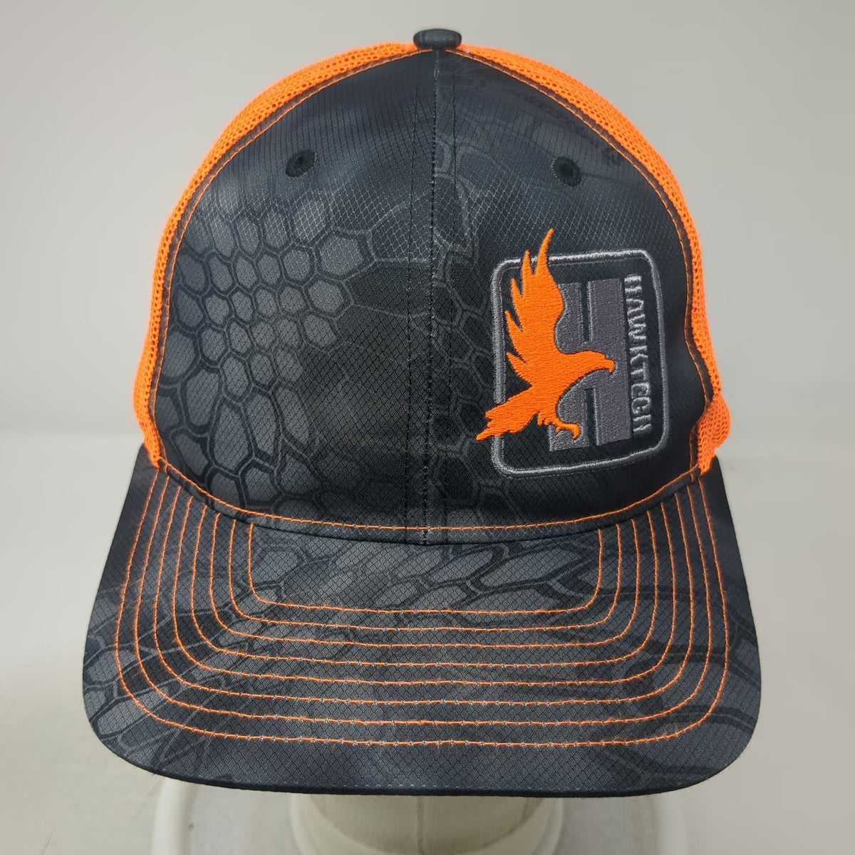 Richardson Trucker Hat Black Orange One Size Kryptek Typhon Camo Hawktech Mesh