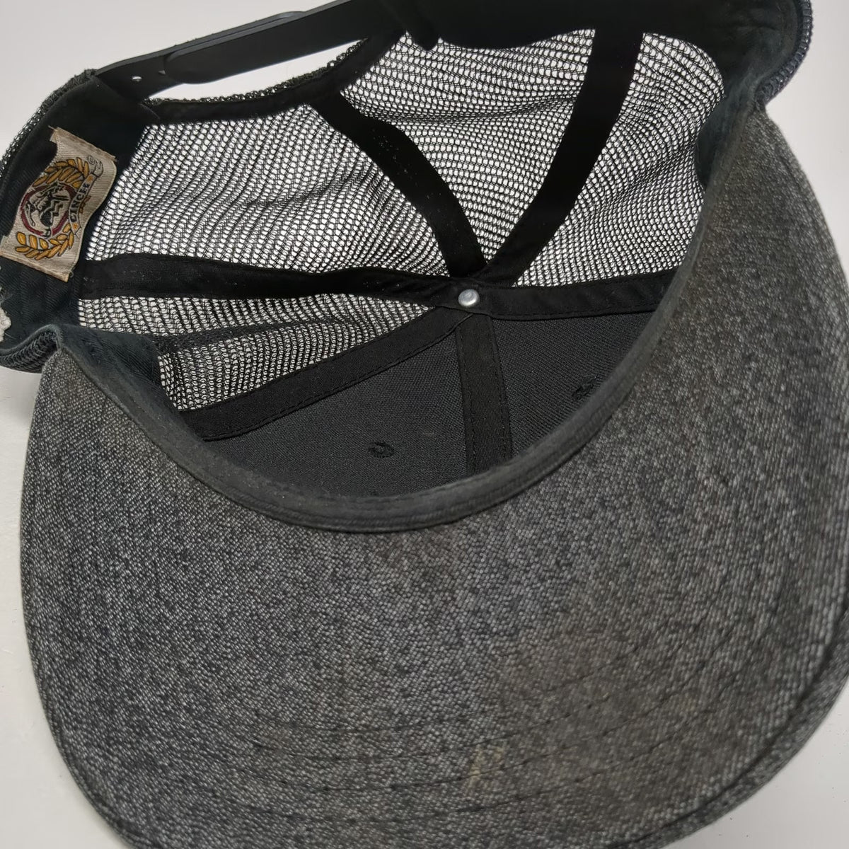Cinch Trucker Hat Black One Size Denim Front Mesh Back Snapback Blue Logo Cap