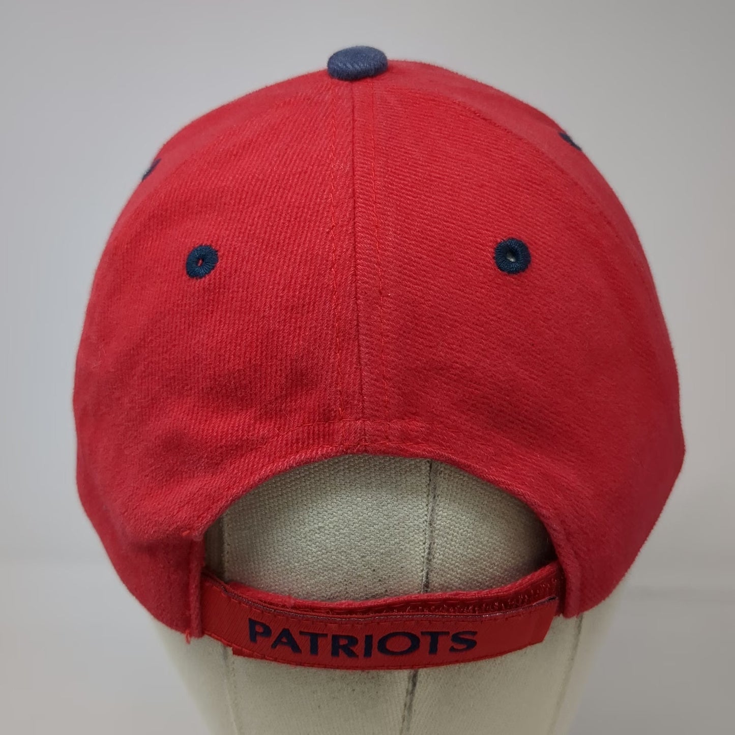 New England Patriots NFL Red One Size Hat Strapback Embroidered Logo Curved Brim