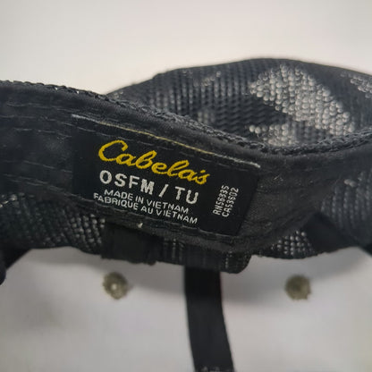 Cabela's Trucker Hat Beige One Size Mesh Back Mountain Patch Black Snapback
