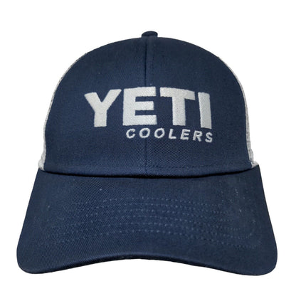 Yeti Coolers Men's Snapback Mesh Back Hat Blue White Embroidered Logo