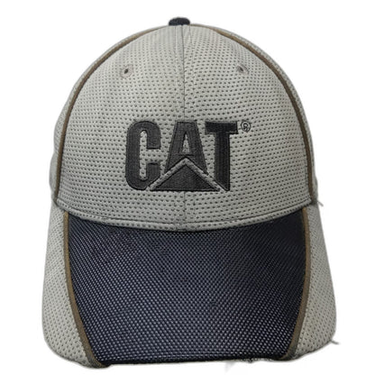 CAT Logo Baseball Cap Gray Blue Brown One Size Mesh Perforated Strapback Hat