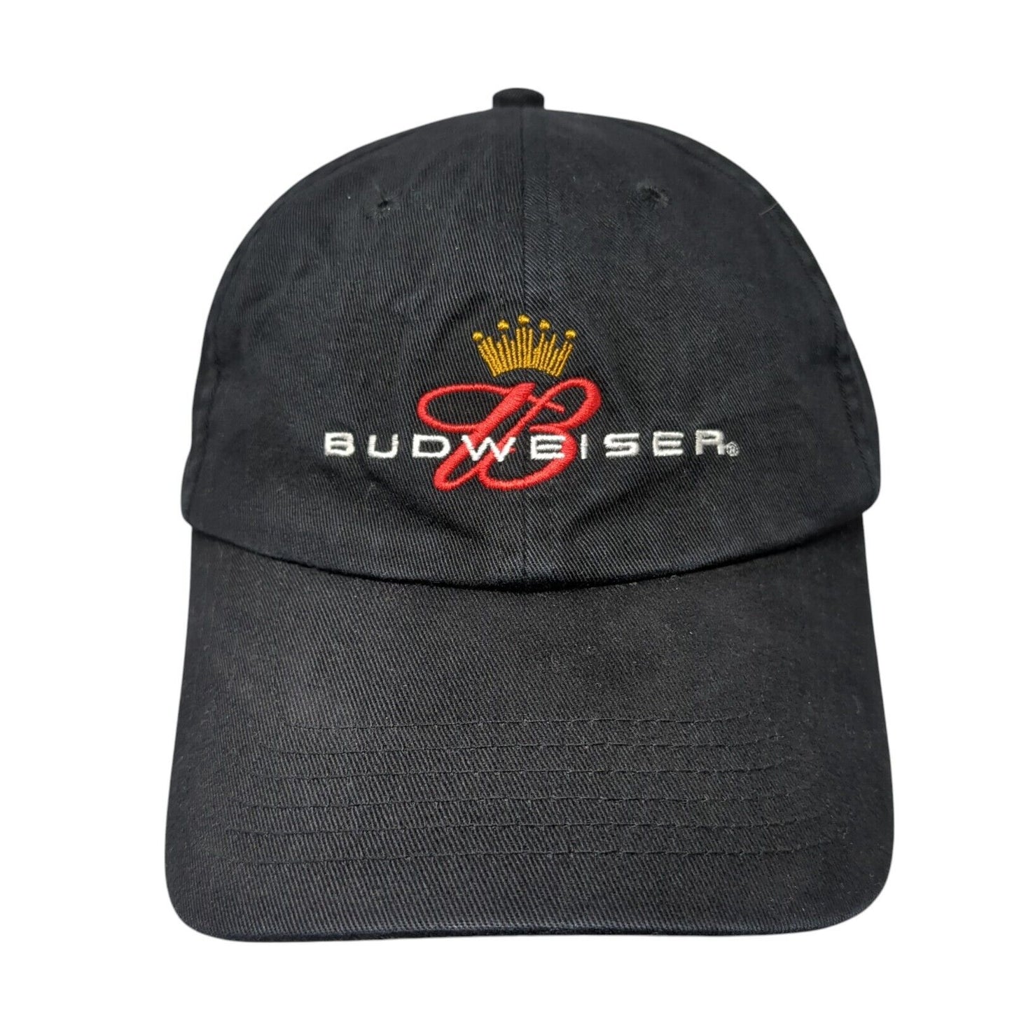 Budweiser Slideback Hat Black One Size Adjustable Embroidered 6 Panel Cotton