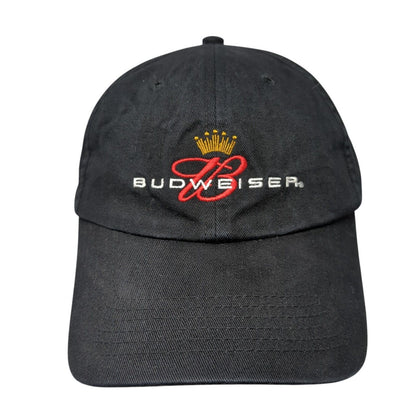 Budweiser Slideback Hat Black One Size Adjustable Embroidered 6 Panel Cotton