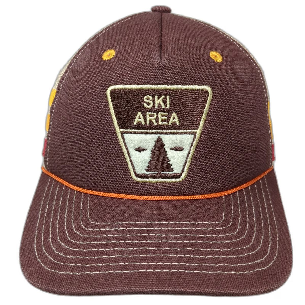 YOColorado Brown Trucker Hat One Size Ski Area Pine Tree Patch Snapback Rope