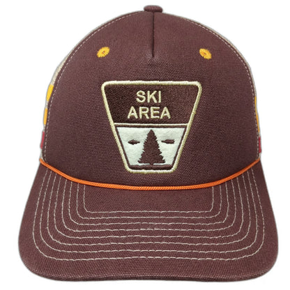 YOColorado Brown Trucker Hat One Size Ski Area Pine Tree Patch Snapback Rope