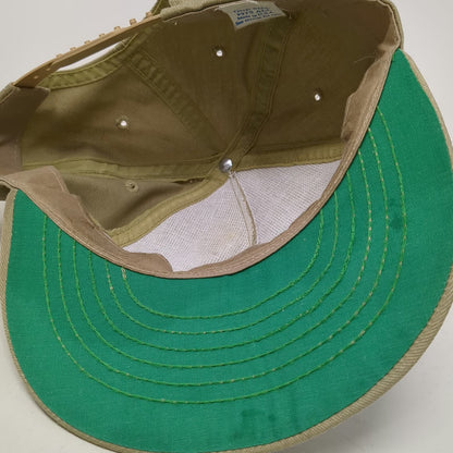 Beige 5 Panel One Size Hat USA Made Snapback Green Underbrim Army Patch Eagle