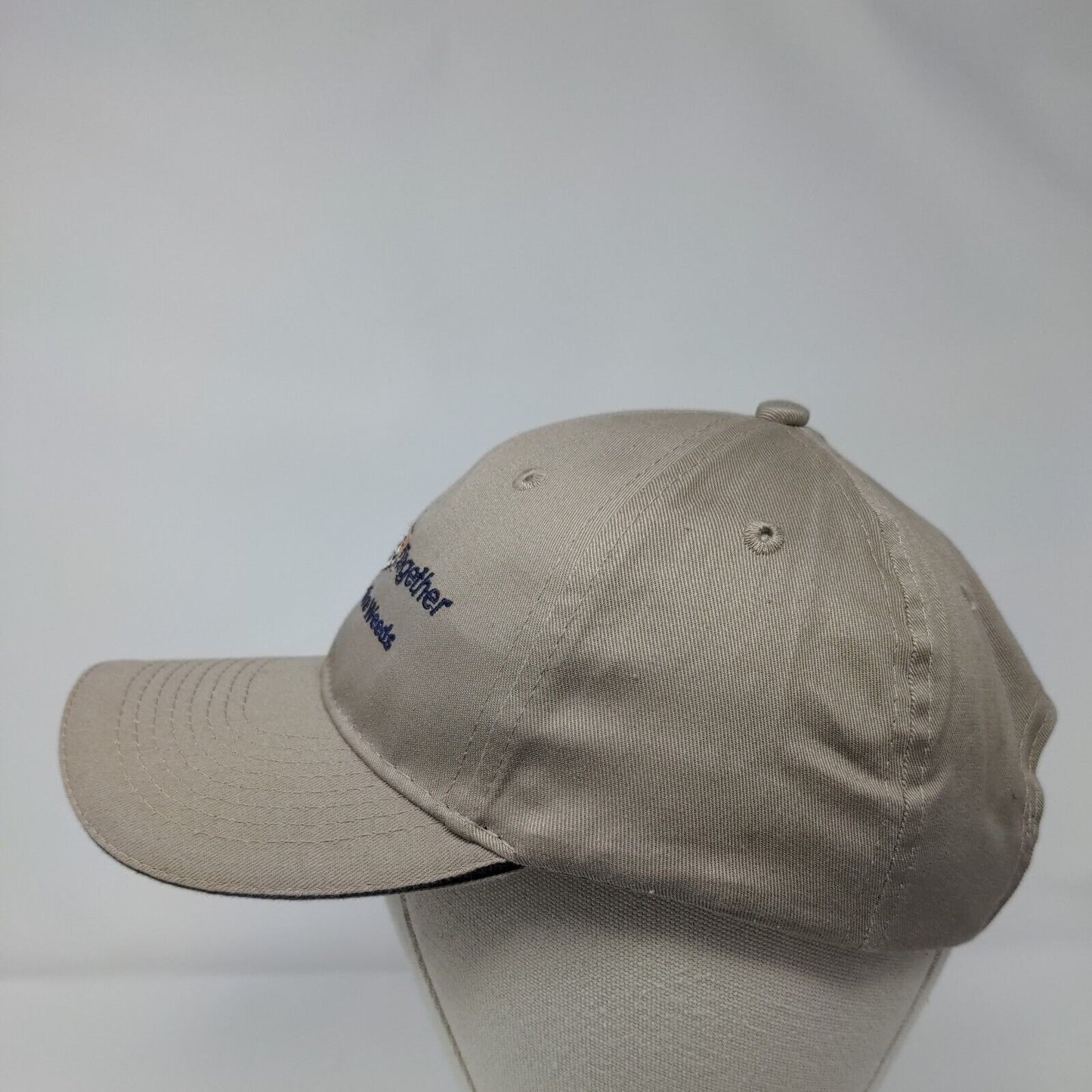 Pulling Together Against Invasive Weeds Strapback Hat Tan OSFA Solid