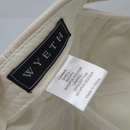 Wyeth Baseball Cap Beige One Size Faux Leather Textured Solid Strapback Hat