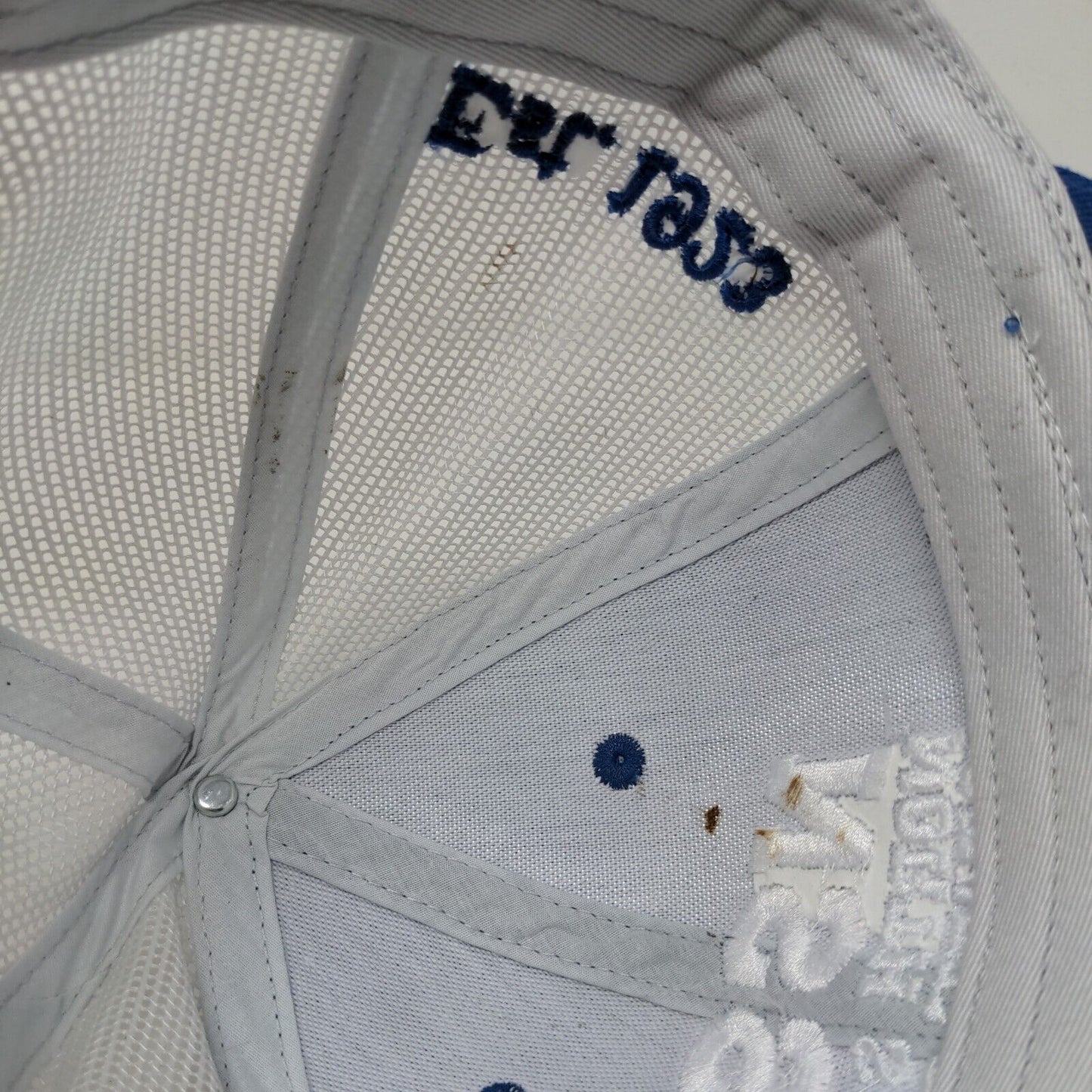 North Salem State Bank Men's Snapback Mesh Back Hat Blue White Embroidered Logo