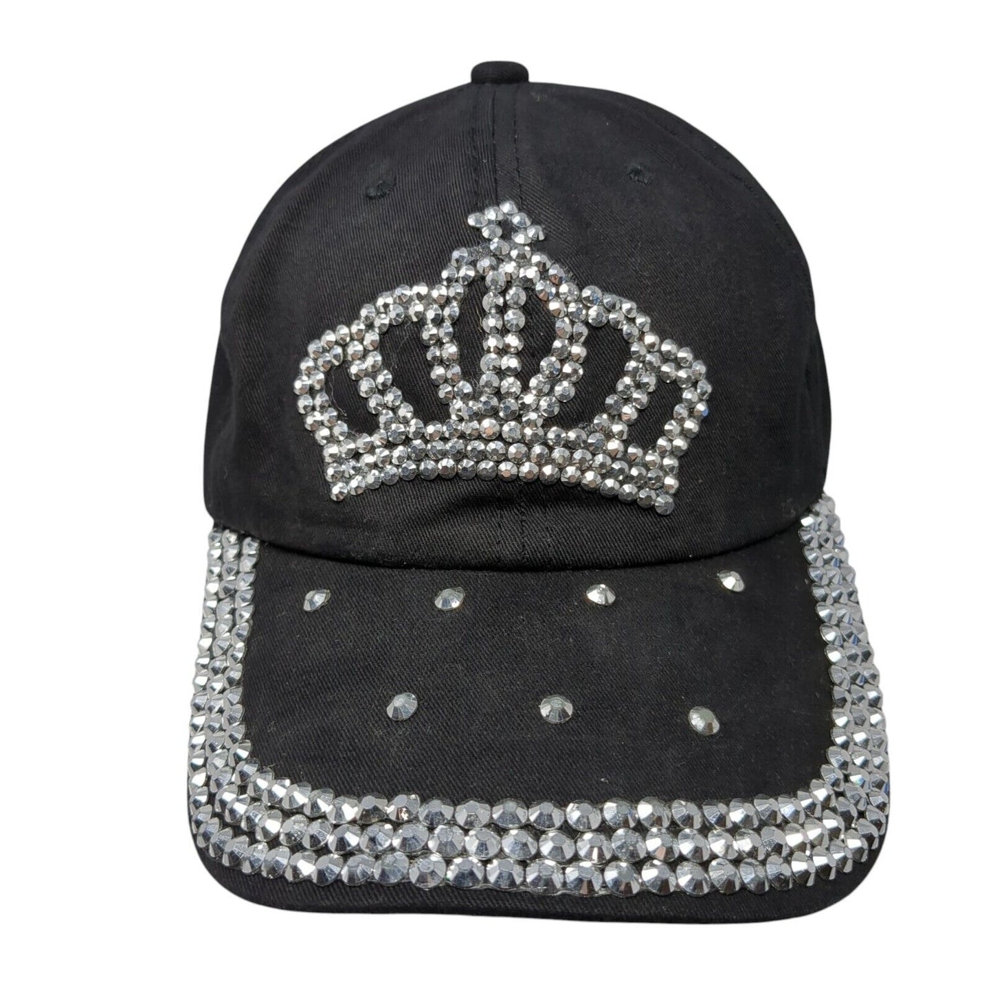 Crown Bling Rhinestone Slideback Hat Black One Size Adjustable 6 Panel
