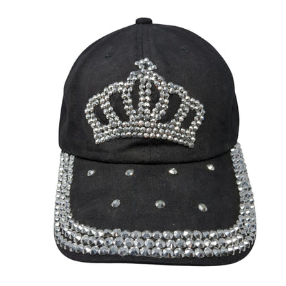 Crown Bling Rhinestone Slideback Hat Black One Size Adjustable 6 Panel