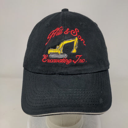 Hill & Son Excavating Strapback Hat Black One Size Port & Company