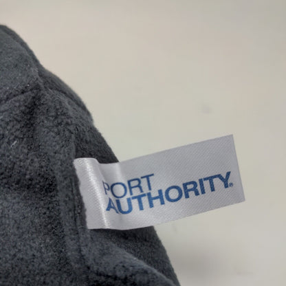 Port Authority Men's Knit Beanie Hat Cap Blue Gray Striped Acrylic Embroidered