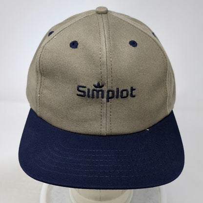 Simplot Logo Snapback Beige Blue One Size Vintage Made in USA Agriculture hat